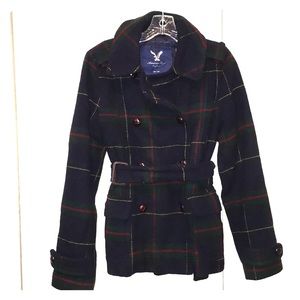 American Eagle Plaid Peacoat
